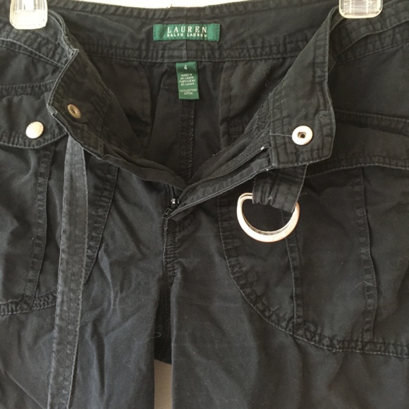 Vintage Lauren Ralph Lauren black cotton shorts with belt size 4 ⭐️⭐️⭐️ - Picture 4 of 8